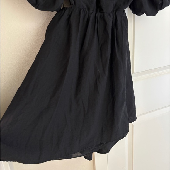 Moon River Puff Sleeve Cutout Dress, Solid Black Mini Dress Lined, Size Small - Picture 7 of 9